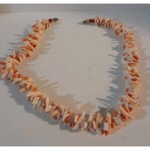 Vintage Puka Shell Necklace Pastel Orange 16' Inch Barrel Clasp. NICE